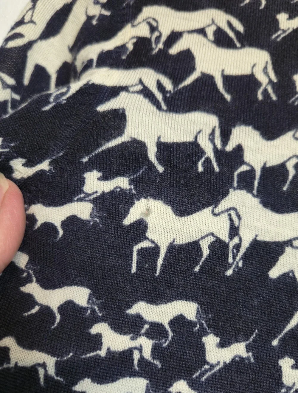 Tory Burch Intarsia Merino Wool Sweater Equestrian Pattern Size XS